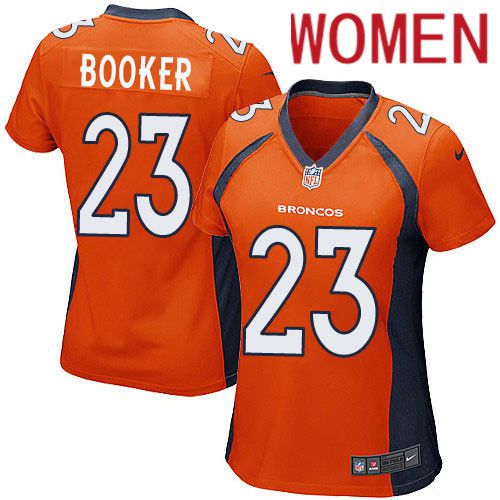 Women Denver Broncos #23 Devontae Booker Nike Orange Game Retired Player NFL Jersey